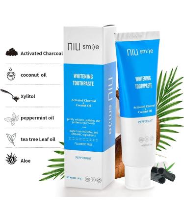 Niusmile Teeth Whitening Toothpaste - Activated Charcoal & Coconut Oil SLS & Fluoride Free Peppermint Flavor | Buy Internationally - Buy Online on GoSupps.com
