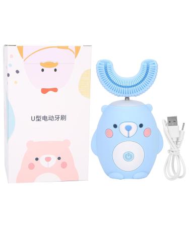 Buy Cute Cartoon Bear U-Shaped Electric Toothbrush for Kids - IPX7 Waterproof Automatic Tooth Whitening & Oral Care (Blue) - Buy Online on GoSupps.com