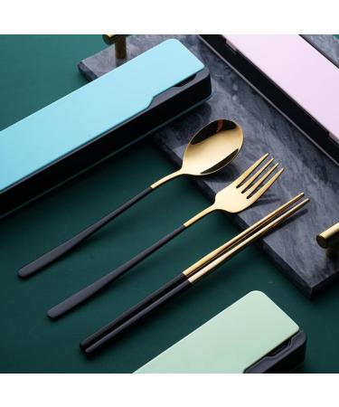 304 Stainless Steel Cutlery Set Portable Cutlery 3-Piece Set Travel Portable Spooand Chopsticks. Kitchenware (Color : Black-a) - Buy Online on GoSupps.com