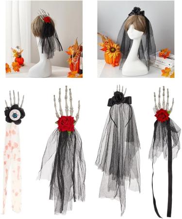 AJTUTUS Creative Halloween Skull Flower Headbands Functional Hair Accessoy with Skull Flower Designs Unique Halloween Headdress - Buy Online on GoSupps.com