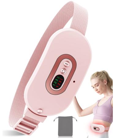Period Heating Pad for Cramps-Portable Cordless Vibrating Menstrual Heating Pads,Electric Small USB Heat Pad,Waist Belt Wearable Period Pain Simulator for Cramp/Back Pain Relief,Gifts for Women Girl Pink2