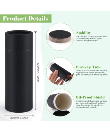Furnido 10 Pcs 2 oz Cardboard Deodorant Containers Push-Up Style Top-Fill Empty Kraft Paperboard Tubes Lip Balm Containers Compostable Round Body Lotion Sticks Tube DIY Homemade Lip Balm Holder Black - Buy Online on GoSupps.com