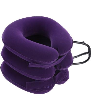 Cervical Neck Traction Device - Soft U-Shaped PVC Cushion with Air Pump for Spine Alignment & Chronic Neck Pain Relief | Purple - Buy Online on GoSupps.com