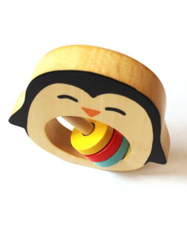 Shumee Wooden Penguin Baby Rattle Teething Toy - Animal Teether for 6 Months+ Boys and Girls - Buy Online on GoSupps.com