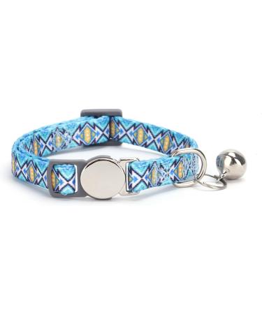 Moonpet Personalized Cat Necklace - Custom Name & Phone Number Safety Closure Bell - Blue Checkered - International Shipping - Buy Online on GoSupps.com