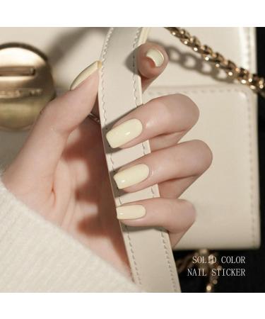 JMEOWIO Semi Cured Gel Nail Strips Pale Yellow Solid Color Gel Nail Stickers Nail Supplies Nail Art Design Decoration Accessories - Buy Online on GoSupps.com