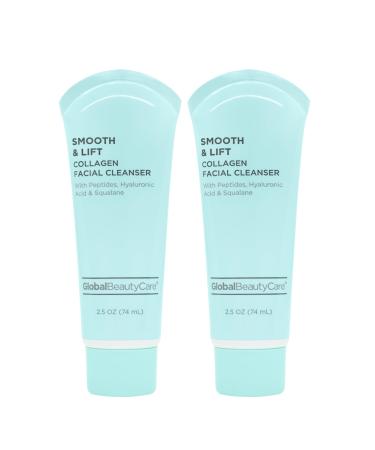 Global Beauty Care Smooth & Lift Collagen Facial Cleanser Peptides Hyaluronic Acid & Squalane 2-Pack (2x 2.5 fl oz) 2.5 Fl Oz (Pack of 2)