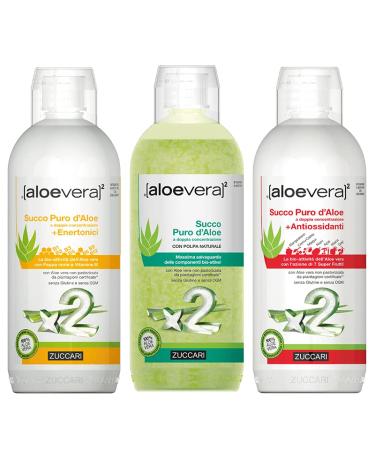 ZUCCARI Zuccari - Aloe Vera Juice Pack of 3 x 1000 ml Pure + Antioxidants + Energetics