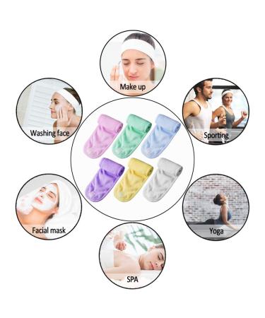 7pcs Adjustable Terry Hair Bands for Spa & Makeup | Cotton Facial Headbands for Yoga & Face Care - Buy Online on GoSupps.com