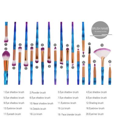 Unicorn Makeup Brush Set - 20 Eyeshadow Brushes & 30 Cotton Pads for Flawless Makeup Application | International Shipping Available - Buy Online on GoSupps.com