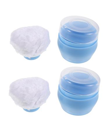 Beaupretty Lot de 2 Bo tes Poudre Rechargeables avec Houppettes pour B b tui Portable Bleu Ciel R cipient Vide Compact et L ger pour Soin Corporel et Voyages Stockage Organis