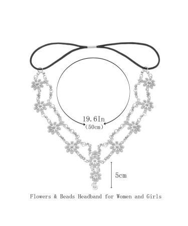 Bohemian Floral Headband Hair Jewelry for Women and Girls - Silver Elastic Head Chain - Buy Online on GoSupps.com