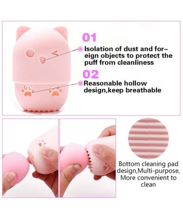 Makeup Sponge Holder Set: Beauty Blender Case, Drying Stand & Storage Containers - Pink/Gold - Buy Online on GoSupps.com