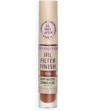 Makeup Revolution IRL Filter Finish Concealer C16 6g - Dark Skin Tones | Medium to Full Coverage Matte Finish | Pack of 1 - Buy Online on GoSupps.com