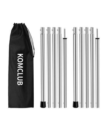 KOMCLUB Telescoping Tent Poles Adjustable Tarp Poles Camping Stainless Steel Lightweight Tent Poles for Trap Sun Sails Canopy Awning Shelter Backpacking Hiking 78 in Set of 2 Silver Thicken - 78in