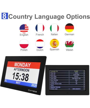 Exmate Digital Calendar Alarm Clock - 10 Large LCD 8 Multilingual Alarms Slumber Function - Ideal for Home & Office Perfect for Seniors - International Shipping Available - Buy Online on GoSupps.com