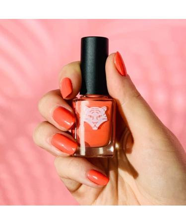 Vegan & Natural Nail Lacquer - Coral Orange 195 Seize the Moment - Natural & Plant-based Ingredients - Shine & Long-Lasting Wear - ALL TIGERS - Buy Online on GoSupps.com