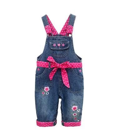 Peacolate 6M-3Years Baby Girls Overalls with Belt 1pcs Jumpstuis Kids Pants Rose 9-12 Months