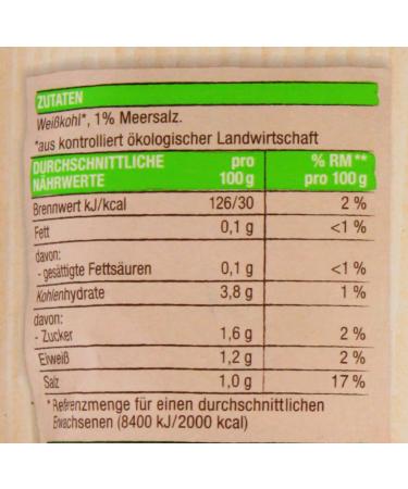 Edeka Organic Sauerkraut Pasteurized with Sea Salt - Pack of 7 (7 x 500g) | Premium International Shipping - Buy Online on GoSupps.com