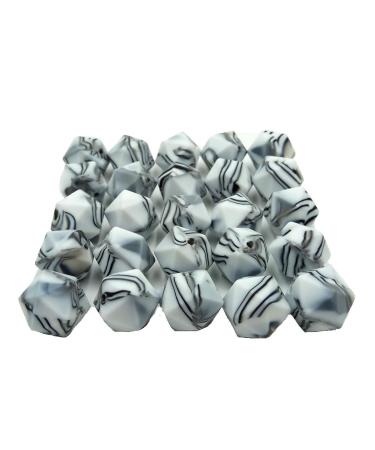 50pcs 14mm Silicone Icosahedron Pearl Beads in Zebra - DIY Mom Necklace Making Accessory - Buy Online on GoSupps.com