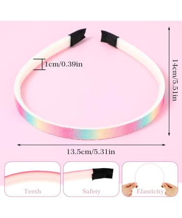 WLLHYF Glitter Headband 4pcs Plastic Sparkly Cute Non Slip Chunky Hairbands Thick Bling Confetti Rainbow Hair Bands with Teeth Little Girls Colorful Hair Accessories (Solid color - black tail) - Buy Online on GoSupps.com