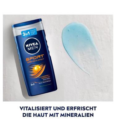 Nivea Men Sport Shower Gel (250ml) - pH Skin-Friendly Vitalizing Fragrance 5-Pack for Body Face & Hair - New Version - Buy Online on GoSupps.com