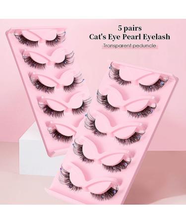 Uranian Fox Eye Lashes | Wispy Faux Mink with Clear Band | Fluffy Cat Eye | D Curl Lash Extensions | Natural Look for Women & Girls - Buy Online on GoSupps.com