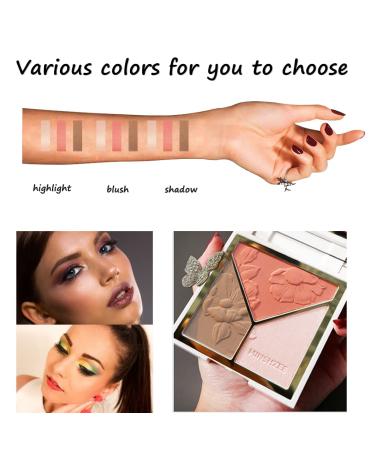 3-in-1 Makeup Palette: Highlighter, Contour, Blush - Matte Shimmer Glow | Face Illuminator Powder for Bronzer & Silky Contouring - Compact & Brillliant Finish - Buy Online on GoSupps.com