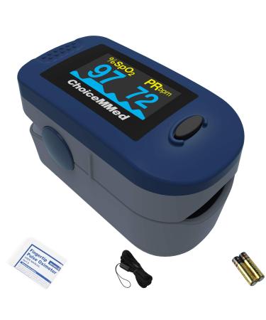 ChoiceMMed Household Fingertip Pulse Monitor Pulse Oximeter For Measuring Oxygen Saturation SpO2 and Pulse Rate (Blue)