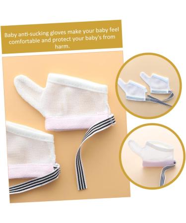 Healifty 2 Pairs Anti-Eating Gloves for Children | Baby Hand Mittens Thumb Protector | Nail Biting Stop Guard Mesh Glove Protection | Infant Products in Pink Black - 12x7.5x0.5cm - Buy Online on GoSupps.com