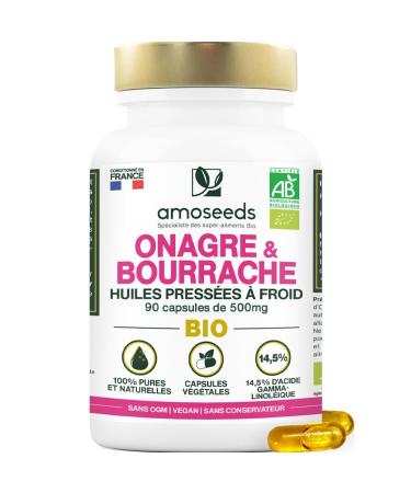 Huile d Onagre et Bourrache BIO | Premi re pression froid | 14 5% acide gamma-linol ique | 90 capsules v g tales vegan | Fabriqu en France | Qualit Sup rieure