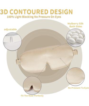 Mulberry Silk Sleep Mask - Adjustable Eye Mask for Women and Men - Ideal for Travel, Home, and Office - Gold - Buy Online on GoSupps.com