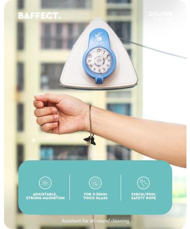 Baffect Anti-Pinch Double-sided Window Cleaner for Single & Double Glass Windows (3-30 mm) - Magnetic, Adjustable with Easy-grip Handle - Buy Online on GoSupps.com