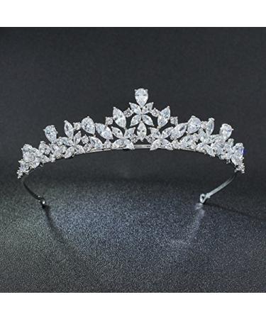 SEPBRIDALS Cubic Zirconia CZ Wedding Bride Crown Tiara Headband Hair Jewelry Accessories HG0056