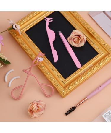 Eyelash Curler Set with Comb & Tweezers - Professional Lash Tools with 2 Refill Pads (Pink) for Volumizing Lift | Worldwide Shipping - Buy Online on GoSupps.com
