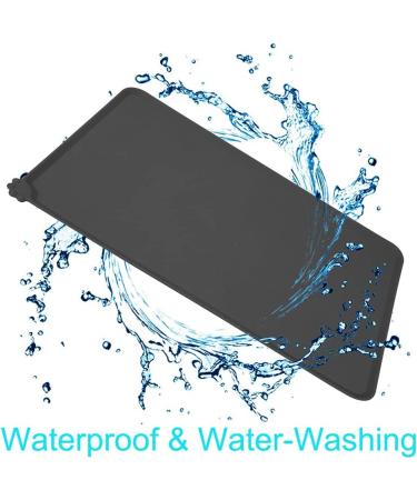 Lessmon Dog Cat Feeding Mat | Silicone Waterproof Pet Food Mat - Black | Durable & Easy to Clean - Buy Online on GoSupps.com