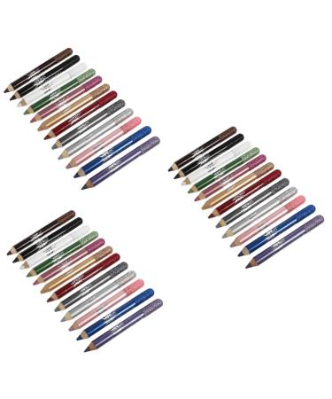 OHPHCALL 36 Pcs Pearlescent Pencil Eye Shadows Under Eye Liner Brush Red Eyeliner Powder 12.5X0.5cmx3pcs Assorted Colorx3pcs