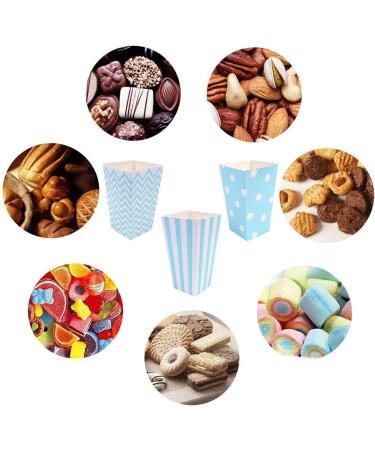 Ouoqi Popcorn Bags - 36 Striped Candy Bar & Snack Box Blue Wave Pattern for Parties Birthdays & Weddings - Buy Online on GoSupps.com