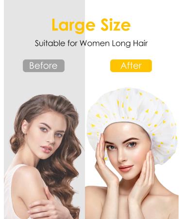 Auban Waterproof Shower Hood for Women | Terry & EVA Material | Reusable Double-Folded Bathing Cap - Large Yellow All Hair Lengths - Buy Online on GoSupps.com