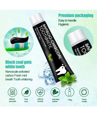2 Pack Activated Carbon Toothpaste - Fluoride-Free Teeth Whitening & Bleaching - Bamboo Coal for White Teeth - 105g - Buy Online on GoSupps.com
