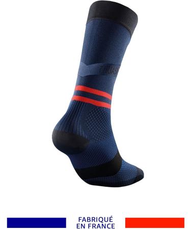 Thuasne Medium-High Compression Running Socks - Degressive Ankle to Calf Compression | Sizes 39-42 | XL Black Dark Blue Red - International Shipping Available - Buy Online on GoSupps.com