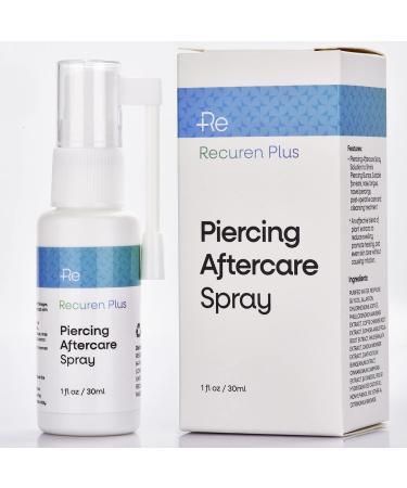 Recuren Plus Piercing Aftercare Spray, Piercing Cleaner, Wound Wash and Fine Mist Piercing Spray for Piercing Bumps, Keloid Bump 30ml