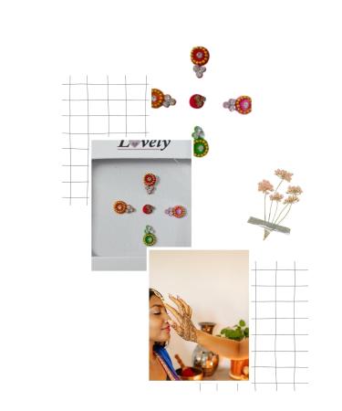 Shop Beautiful Multicolor Round Stone Bindis | Fancy Forehead Bindis for International Shipping - Buy Online on GoSupps.com