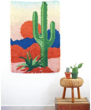 Color Printed Latch Hook Kit for Adults - DIY Rug Crafts for Home Decor and Gifts - 23.6X15.8(Cactus) - Buy Online on GoSupps.com