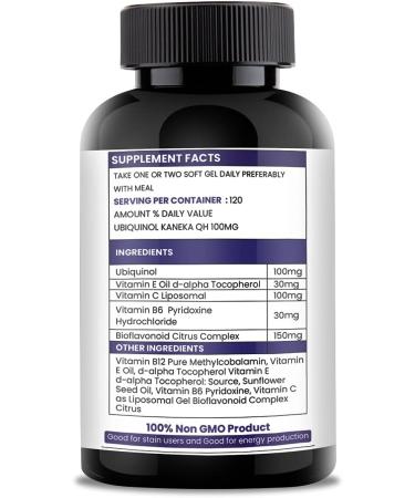 Ubiquinol Kaneka QH 100mg High Potency 120 Softgels - Pure Encapsulation CoQ10 Supplement, Easy to Swallow, Naturally Fermented Reduced Form - 120 Count - Buy Online on GoSupps.com