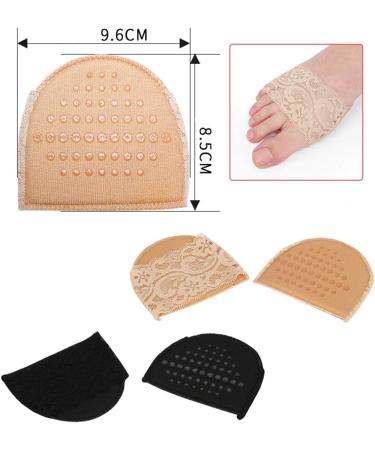 Lace Forefoot Pads for Women - 3 Pairs Invisible Breathable Peep Toe Half Socks | Anti-Slip Metatarsal Cushions for High Heels | Soft Elastic Ball of Foot Comfort | Black - Buy Online on GoSupps.com