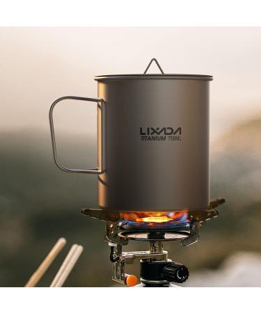 Lixada Titanium Camping Pot with Foldable Handles - 750ml | Lightweight Backpacking Cup for Outdoor Hiking - Buy Online on GoSupps.com