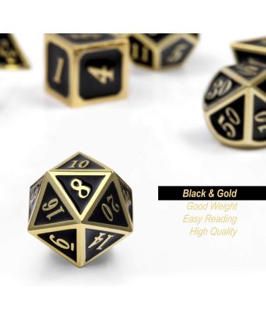 DNDND Metal Dice Set - 7 Die Polyhedral Set in Gift Metal Box - Black & Gold - For DND RPG Games - Buy Online on GoSupps.com