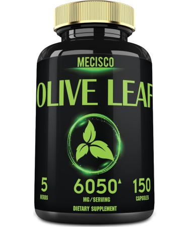 Olive Leaf 6050mg with Garcinia Cambogia - 5 Month Supply - 150 Capsules - Highest Potency Green Tea, Green Coffee and Black Pepper - Cardiovascular Health, Antioxidant Properties & Immune Support