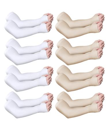 8 Pairs Elderly Skin Protector Sleeves Thin Skin Arm Sleeve Bruise Protective from Abrasions Tear Sun Exposure Compression Bruising Arm Protection Sleeve for Men Women